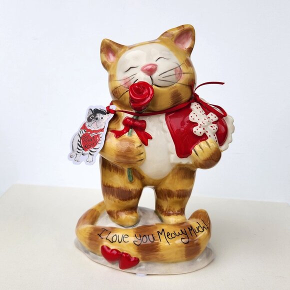 Blue Sky Clayworks Valentine Cat I Love You Meowy Much Figurine Statue Decor - Picture 1 of 7
